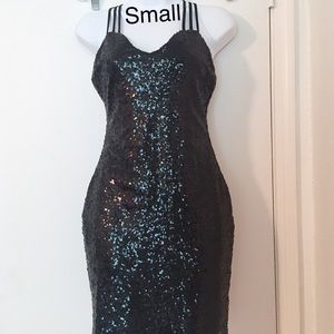 CATCH ME Black Sequin Bodycon Mini Cocktail Dress